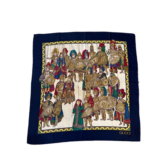Gucci Accessories - Gucci Knights in Armor Silk Scarf Vintage 90s - authenticated